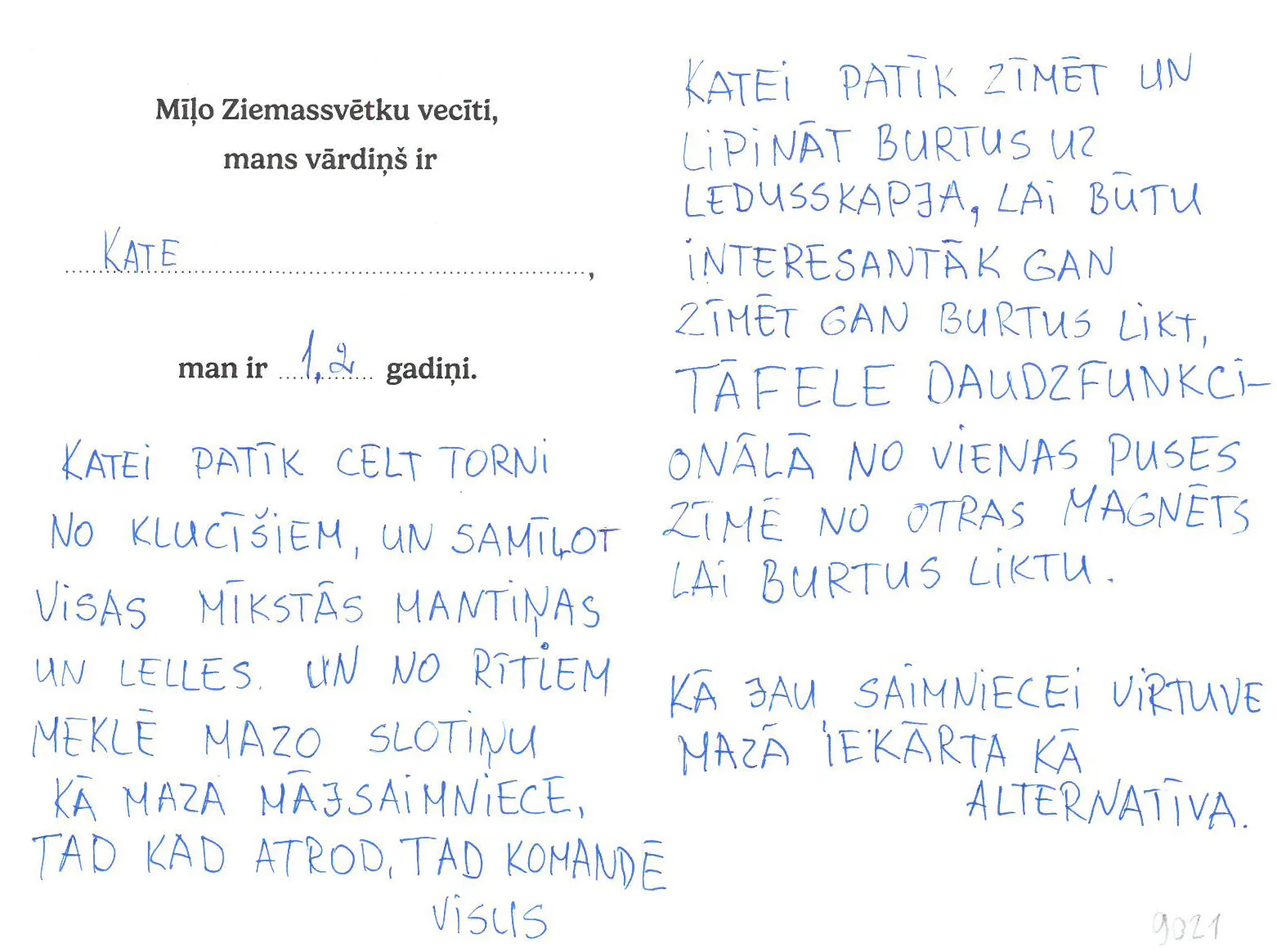 Kate sapņo par daudzfunkcionālo tāfeli, kur viena puse zīmējama, otra – magnētiska
